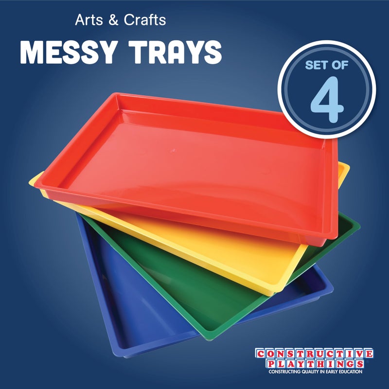Constructive Playthings Messy Trays for Paint, Water and Sand Toys, Classroom Supplies, Toddler Toys for Creative Play, Set of 4 Trays, Ages 3 Years and Older - Image 3